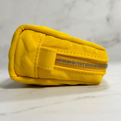 FENDI Cosmetic Pouch Purse FF Embossed Zucca Yellow Authentic