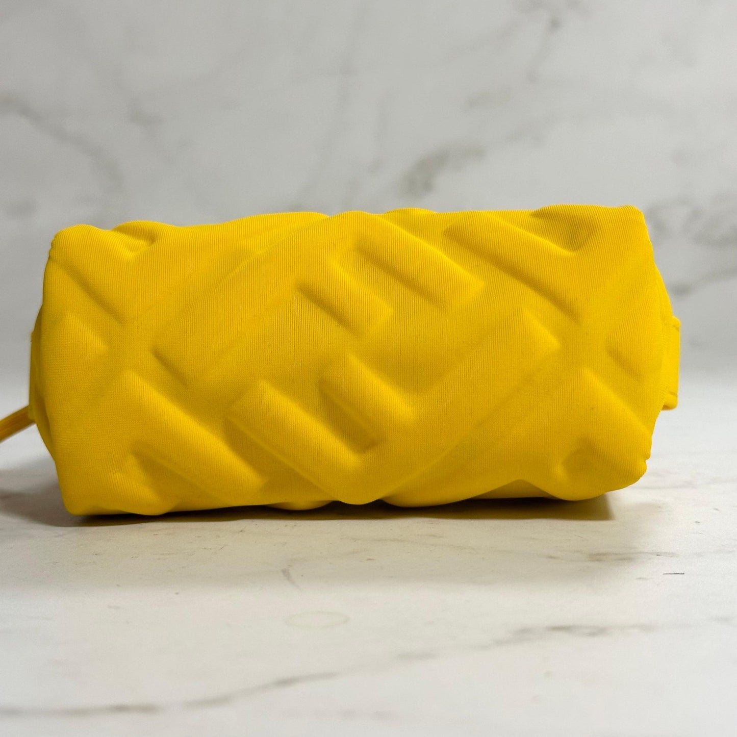 FENDI Cosmetic Pouch Purse FF Embossed Zucca Yellow Authentic