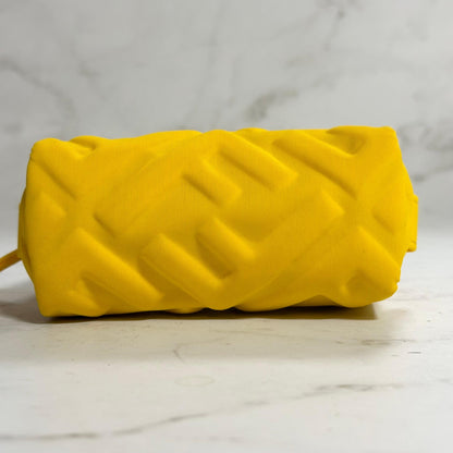 FENDI Cosmetic Pouch Purse FF Embossed Zucca Yellow Authentic