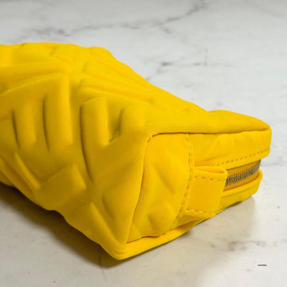 FENDI Cosmetic Pouch Purse FF Embossed Zucca Yellow Authentic