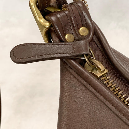 COACH Bag 9960 Turn Lock Shoulder Purse Leather Brown Gold Used Authentic