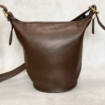 COACH Bag 9960 Turn Lock Shoulder Purse Leather Brown Gold Used Authentic