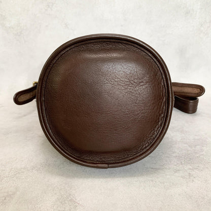 COACH Bag 9960 Turn Lock Shoulder Purse Leather Brown Gold Used Authentic