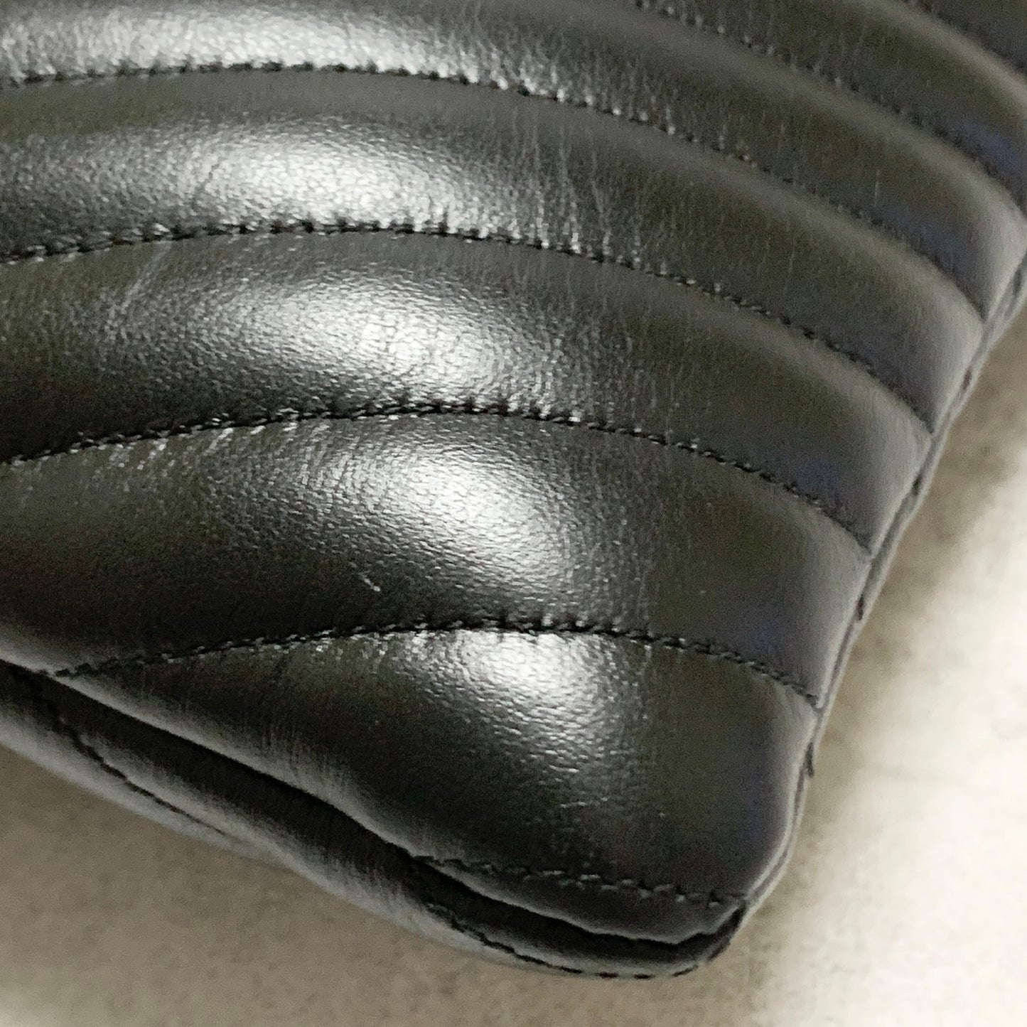 Yves Saint Laurent Clutch Bag YSL Cassandra Quilted Purse Handbag Black Leather