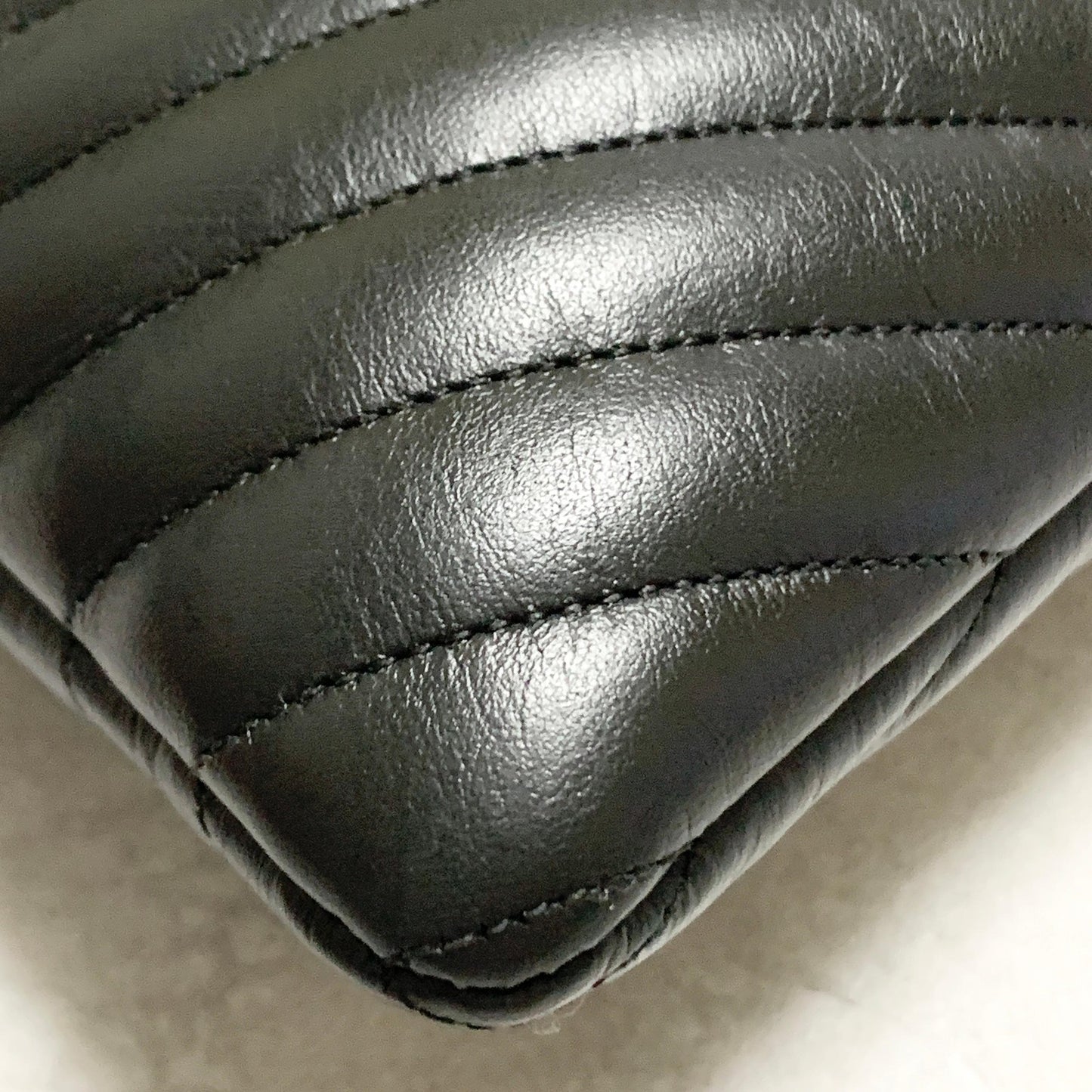 Yves Saint Laurent Clutch Bag YSL Cassandra Quilted Purse Handbag Black Leather