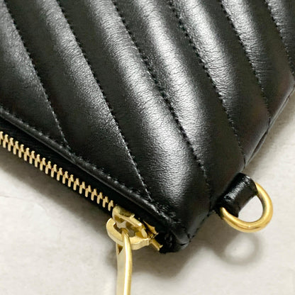 Yves Saint Laurent Clutch Bag YSL Cassandra Quilted Purse Handbag Black Leather