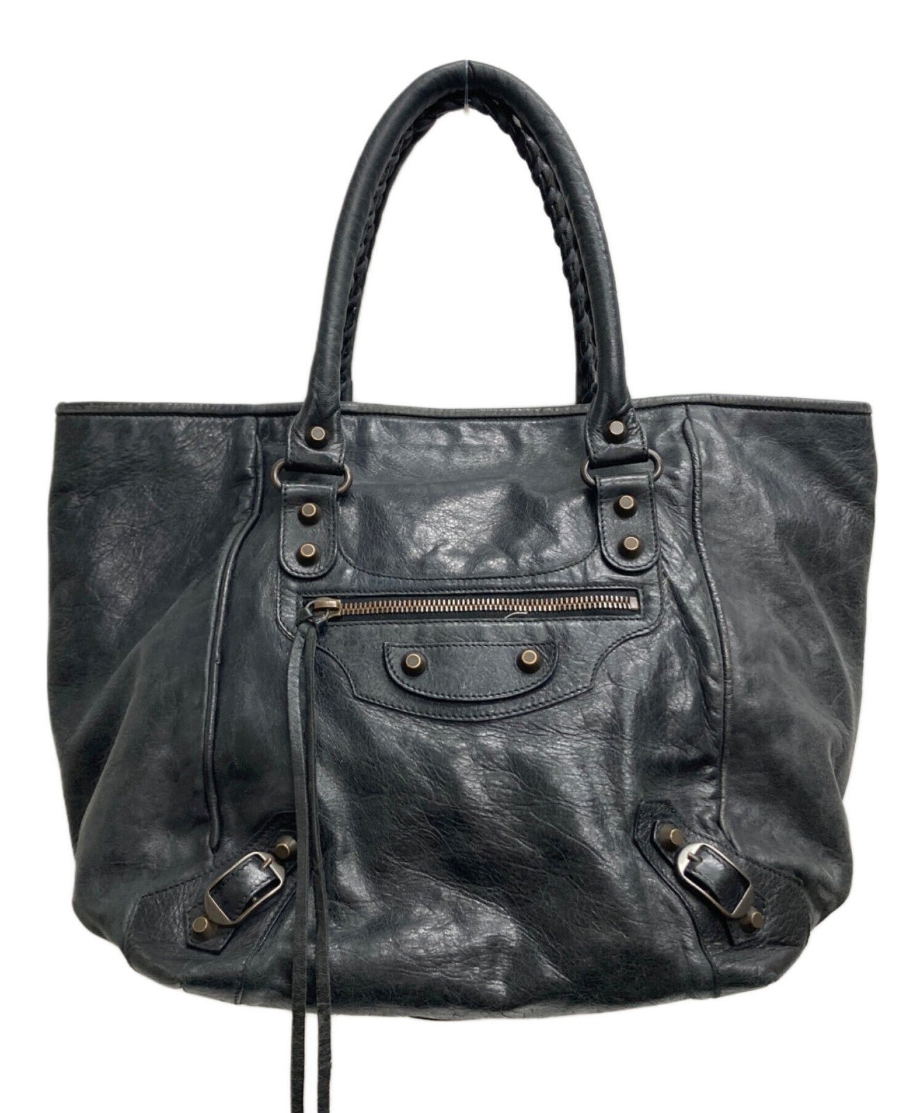BALENCIAGA Hand Bag Tote Purse THE SUNDAY Black Authentic
