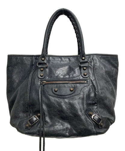 BALENCIAGA Hand Bag Tote Purse THE SUNDAY Black Authentic