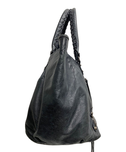 BALENCIAGA Hand Bag Tote Purse THE SUNDAY Black Authentic
