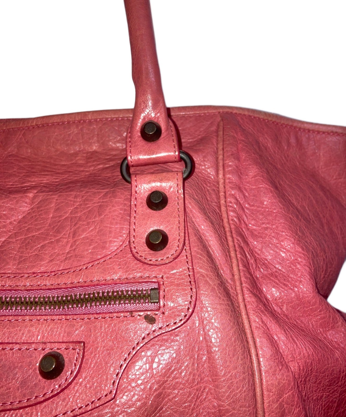 BALENCIAGA Hand Bag Tote Purse THE SUNDAY Pink Authentic
