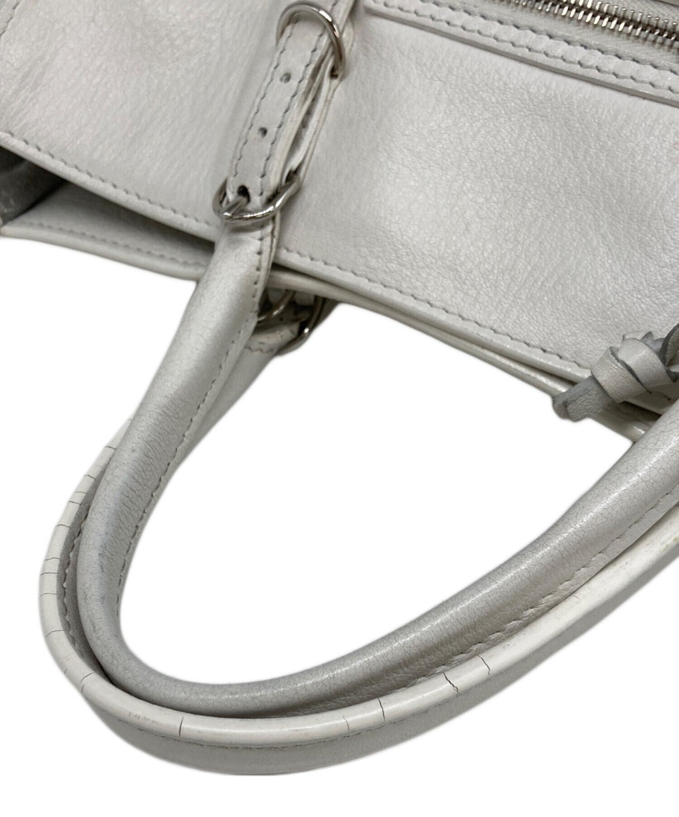 BALENCIAGA Hand Shoulder Bag Tote Purse 2way White Authentic