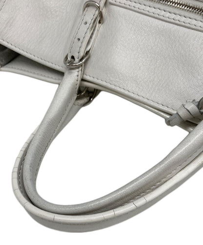 BALENCIAGA Hand Shoulder Bag Tote Purse 2way White Authentic