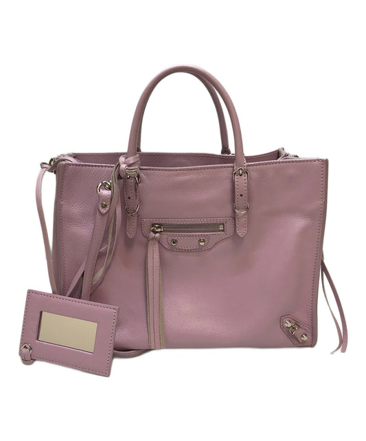 BALENCIAGA Hand Shoulder Bag Tote Purse 2way Paper Mini Pink Authentic