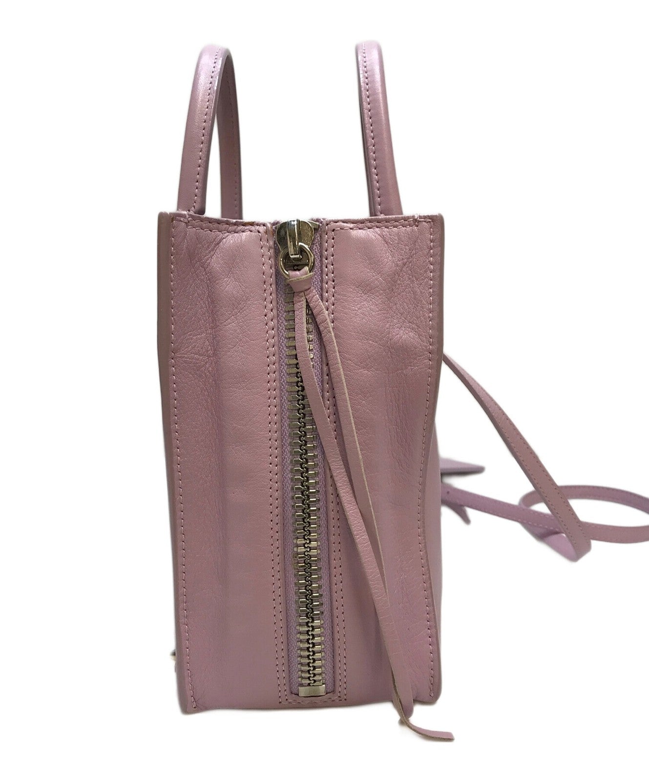 BALENCIAGA Hand Shoulder Bag Tote Purse 2way Paper Mini Pink Authentic