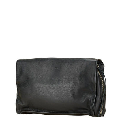 BALENCIAGA Clutch Bag Second Bag Paper Zip Around Leather Black Authentic