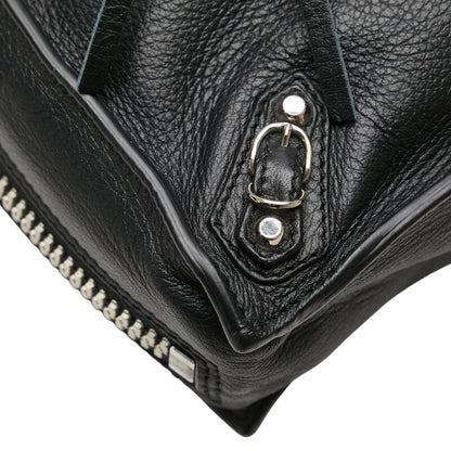 BALENCIAGA Clutch Bag Second Bag Paper Zip Around Leather Black Authentic