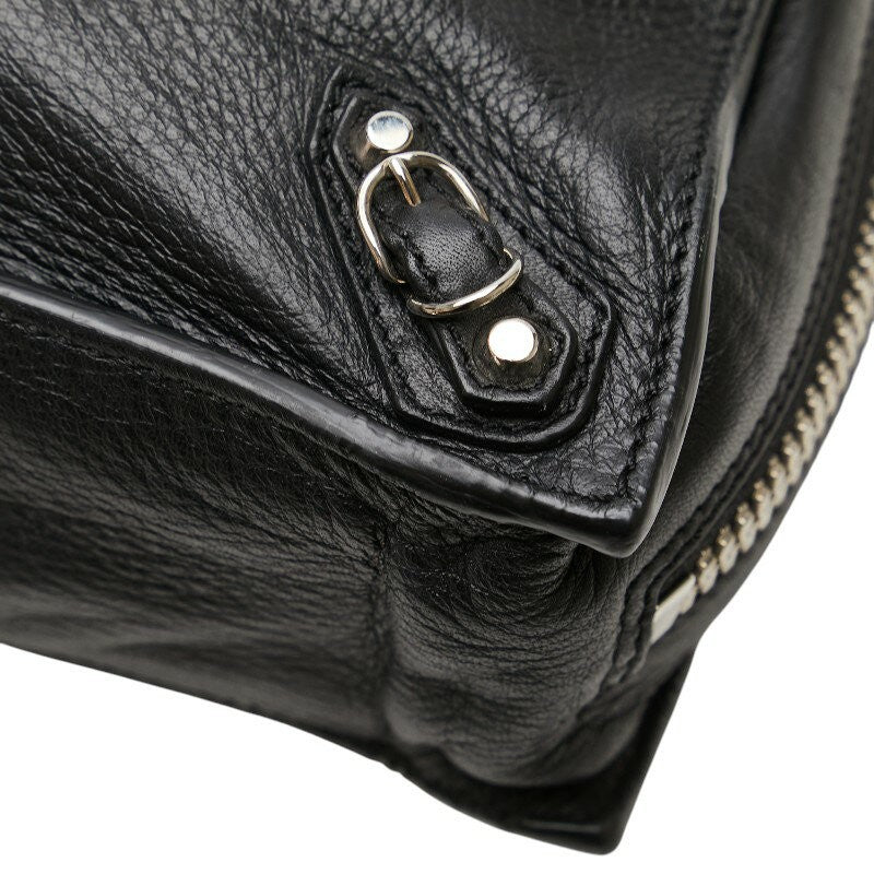 BALENCIAGA Clutch Bag Second Bag Paper Zip Around Leather Black Authentic