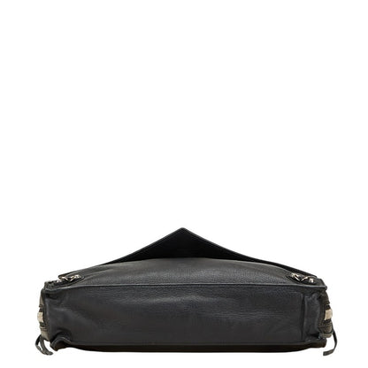 BALENCIAGA Clutch Bag Second Bag Paper Zip Around Leather Black Authentic