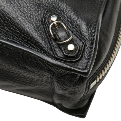 BALENCIAGA Clutch Bag Second Bag Paper Zip Around Leather Black Authentic