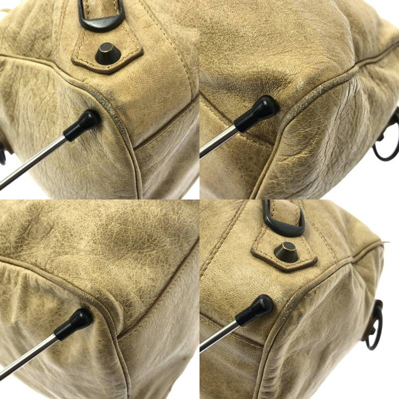 BALENCIAGA Hand Bag Tote Purse THE TWIGGY Leather Beige Authentic