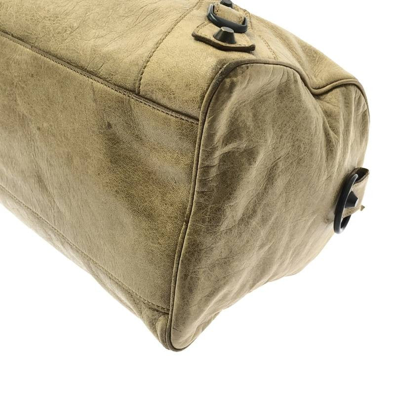BALENCIAGA Hand Bag Tote Purse THE TWIGGY Leather Beige Authentic