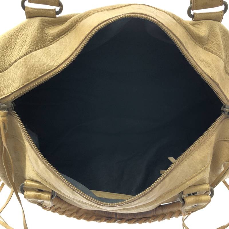 BALENCIAGA Hand Bag Tote Purse THE TWIGGY Leather Beige Authentic