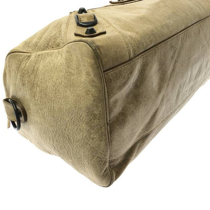 BALENCIAGA Hand Bag Tote Purse THE TWIGGY Leather Beige Authentic