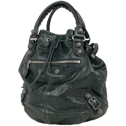 BALENCIAGA Hand Bag Tote Purse Giant Bonbon Leather Green Authentic