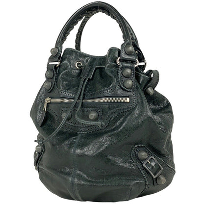BALENCIAGA Hand Bag Tote Purse Giant Bonbon Leather Green Authentic