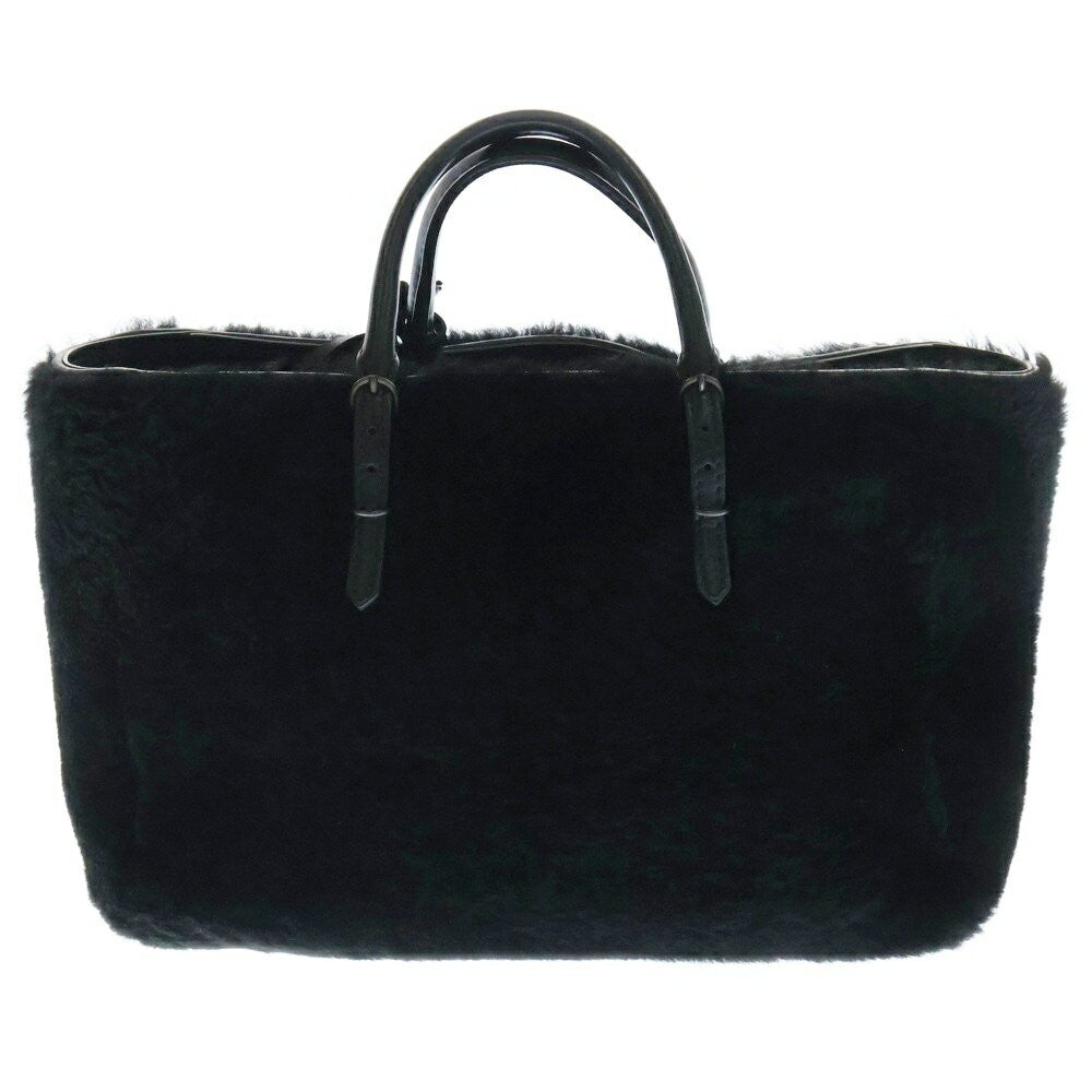 BALENCIAGA Hand Shoulder Bag Tote Purse 2way Fur Black Authentic