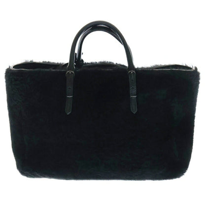 BALENCIAGA Hand Shoulder Bag Tote Purse 2way Fur Black Authentic