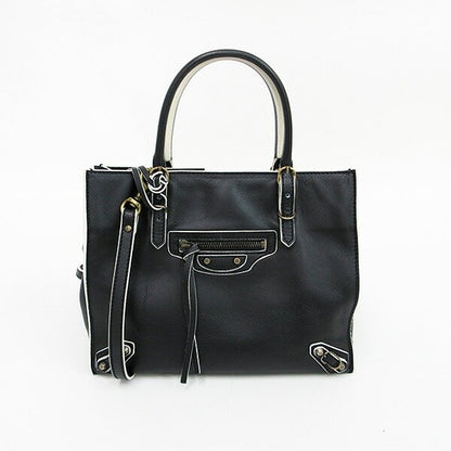 BALENCIAGA Hand Shoulder Bag Tote Purse 2way Paper Mini Black Authentic