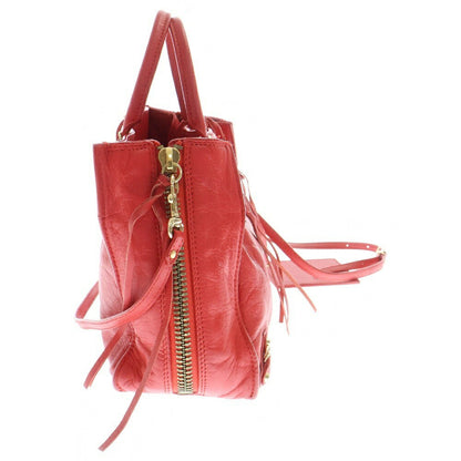 BALENCIAGA Hand Shoulder Bag Tote Purse 2way THE PAPER A6 Leather Red Auth