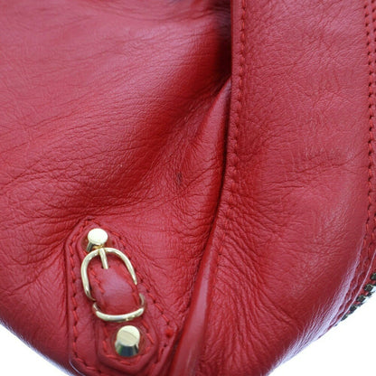 BALENCIAGA Hand Shoulder Bag Tote Purse 2way THE PAPER A6 Leather Red Auth