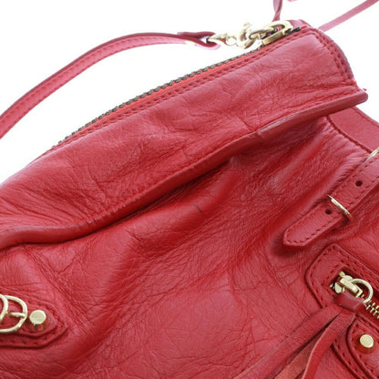 BALENCIAGA Hand Shoulder Bag Tote Purse 2way THE PAPER A6 Leather Red Auth