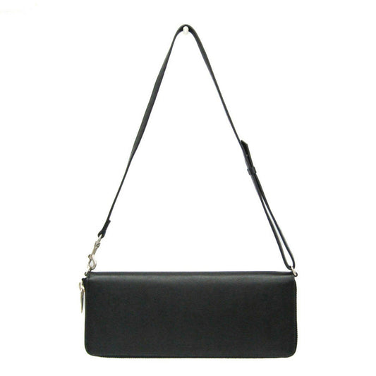 BALENCIAGA Shoulder Bag Purse LEASH CLUTCH Leather Black Authentic