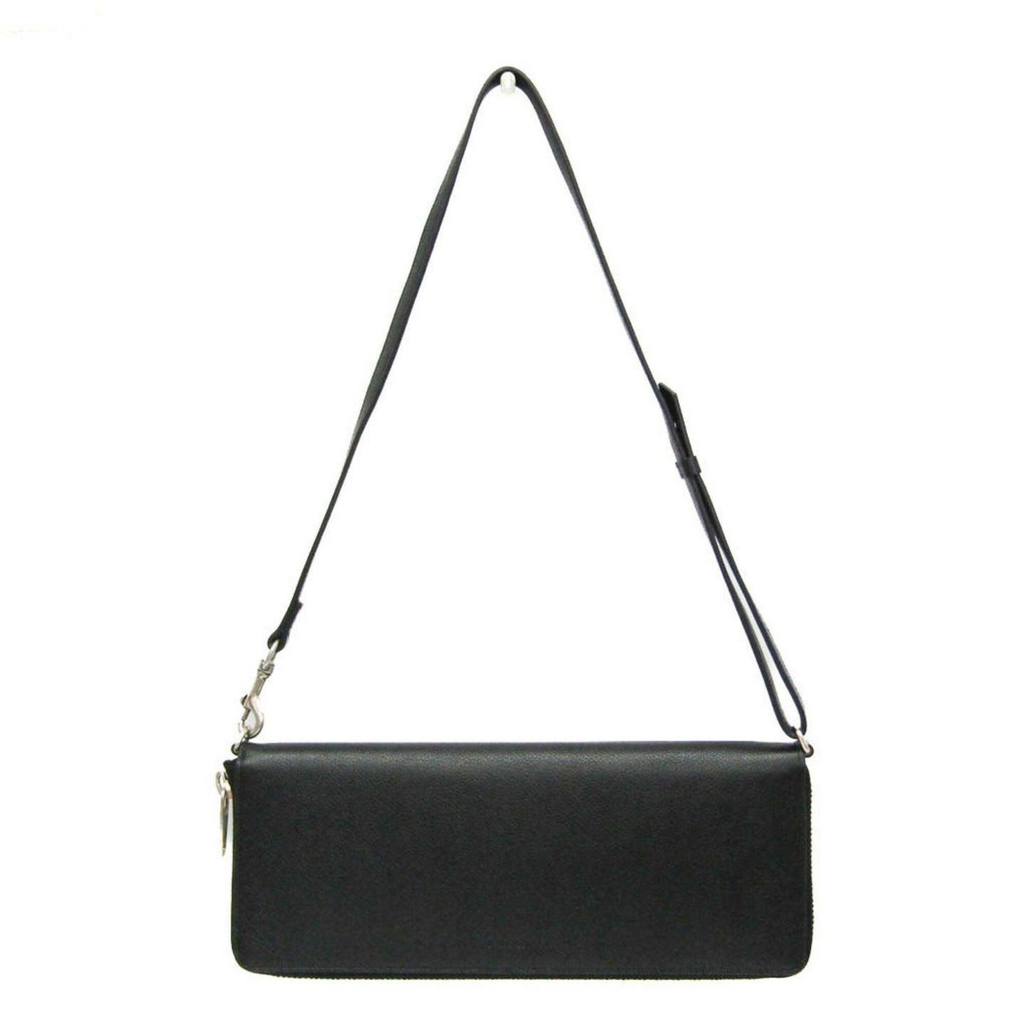 BALENCIAGA Shoulder Bag Purse LEASH CLUTCH Leather Black Authentic