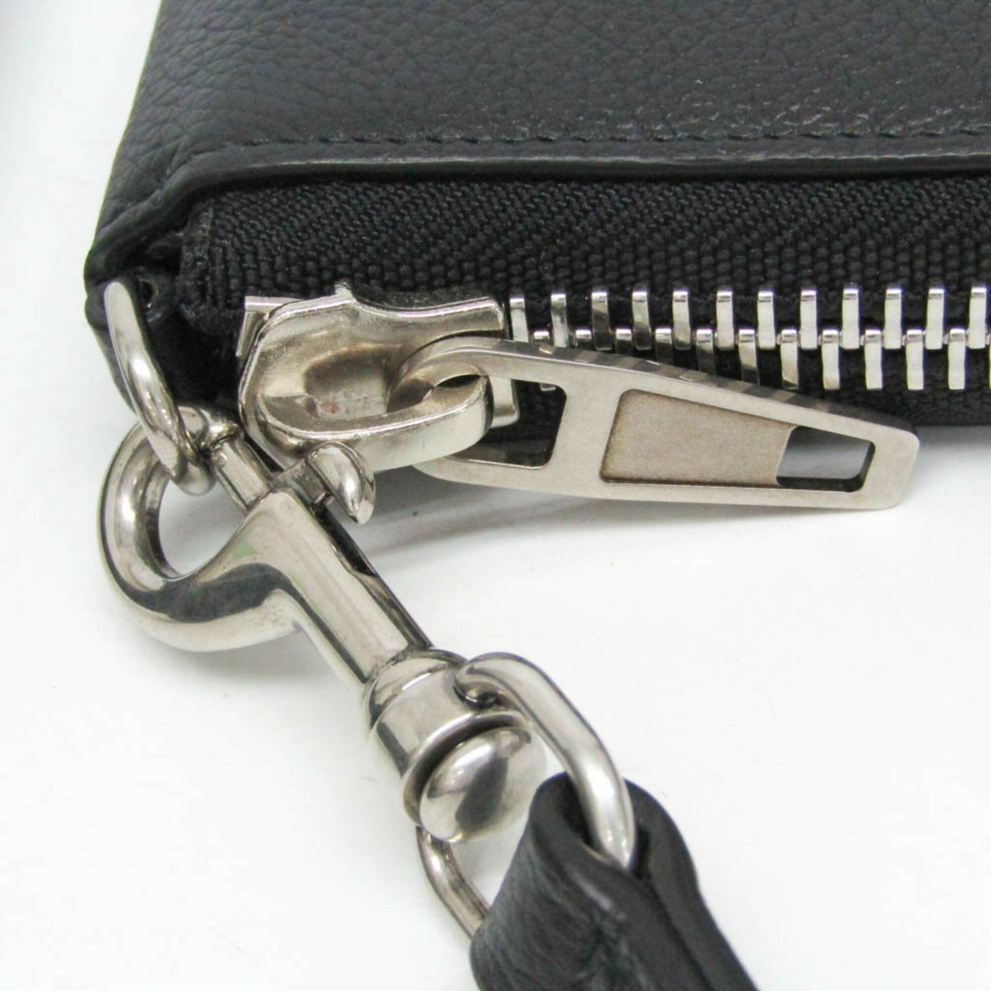 BALENCIAGA Shoulder Bag Purse LEASH CLUTCH Leather Black Authentic