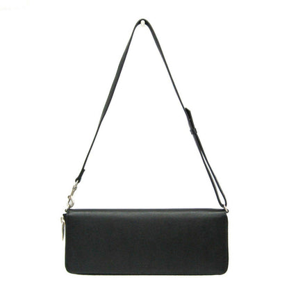 BALENCIAGA Shoulder Bag Purse LEASH CLUTCH Leather Black Authentic