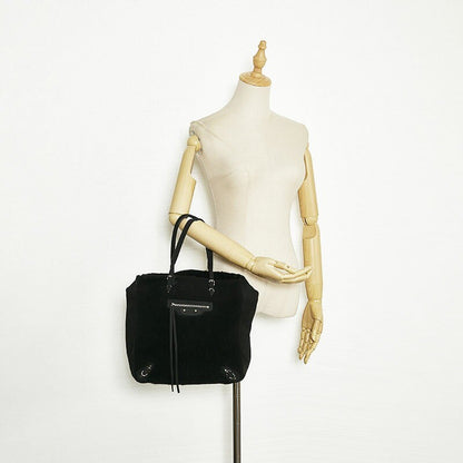 BALENCIAGA Hand Bag Tote Purse Mouton Leather Black Authentic