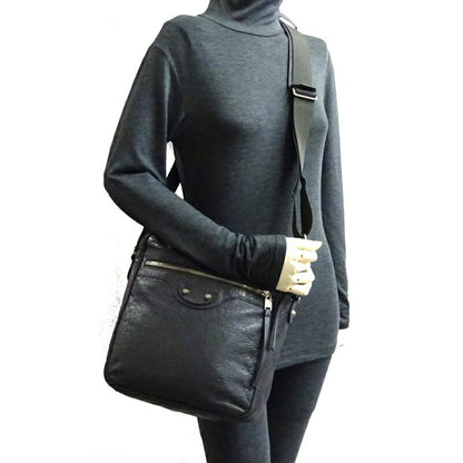 BALENCIAGA Shoulder Bag Purse Leather Gray Authentic