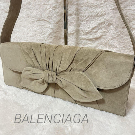 BALENCIAGA Shoulder Bag Purse Suede Beige Authentic