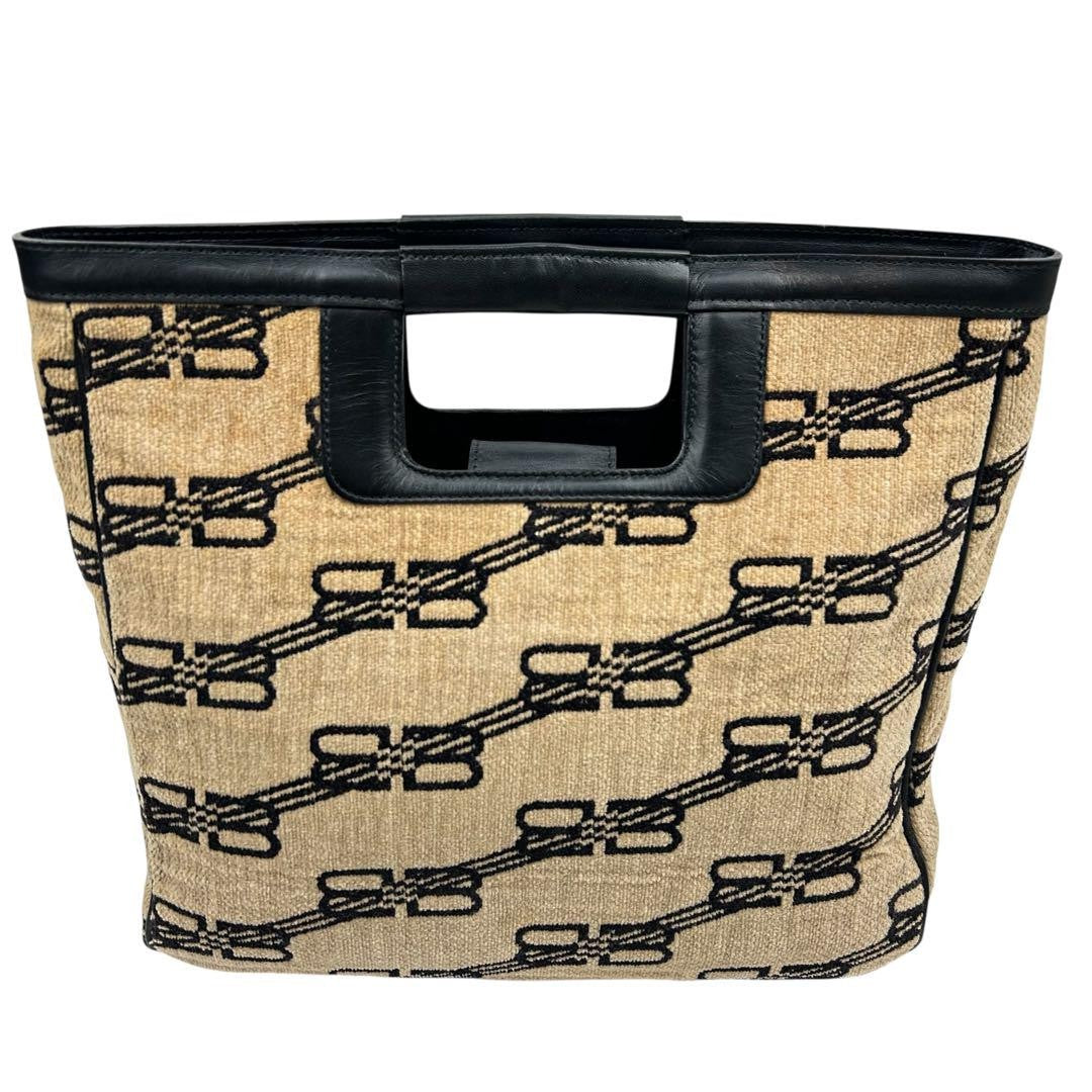 BALENCIAGA Hand Bag Tote Purse BB Brown Authentic