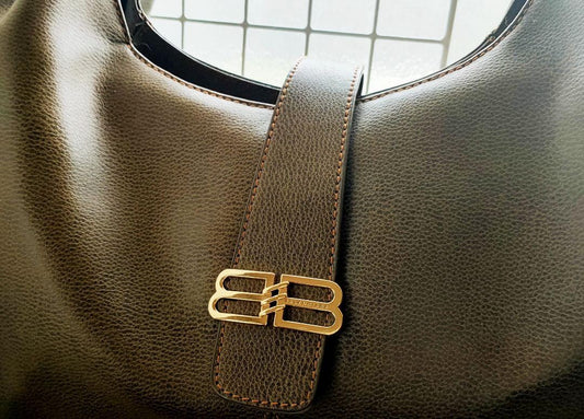 BALENCIAGA Shoulder Bag Purse BB Leather Olive Green Authentic