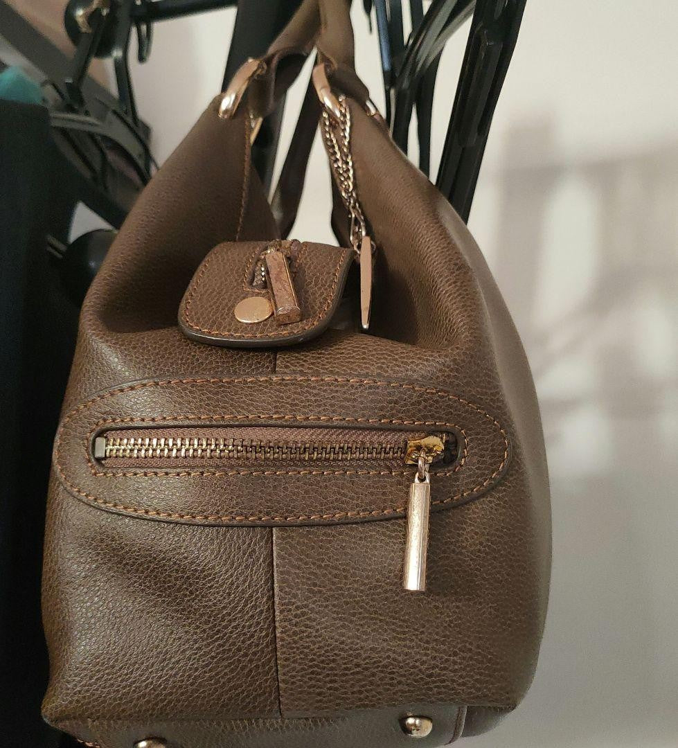 BALENCIAGA Shoulder Bag Purse BB Leather Olive Green Authentic