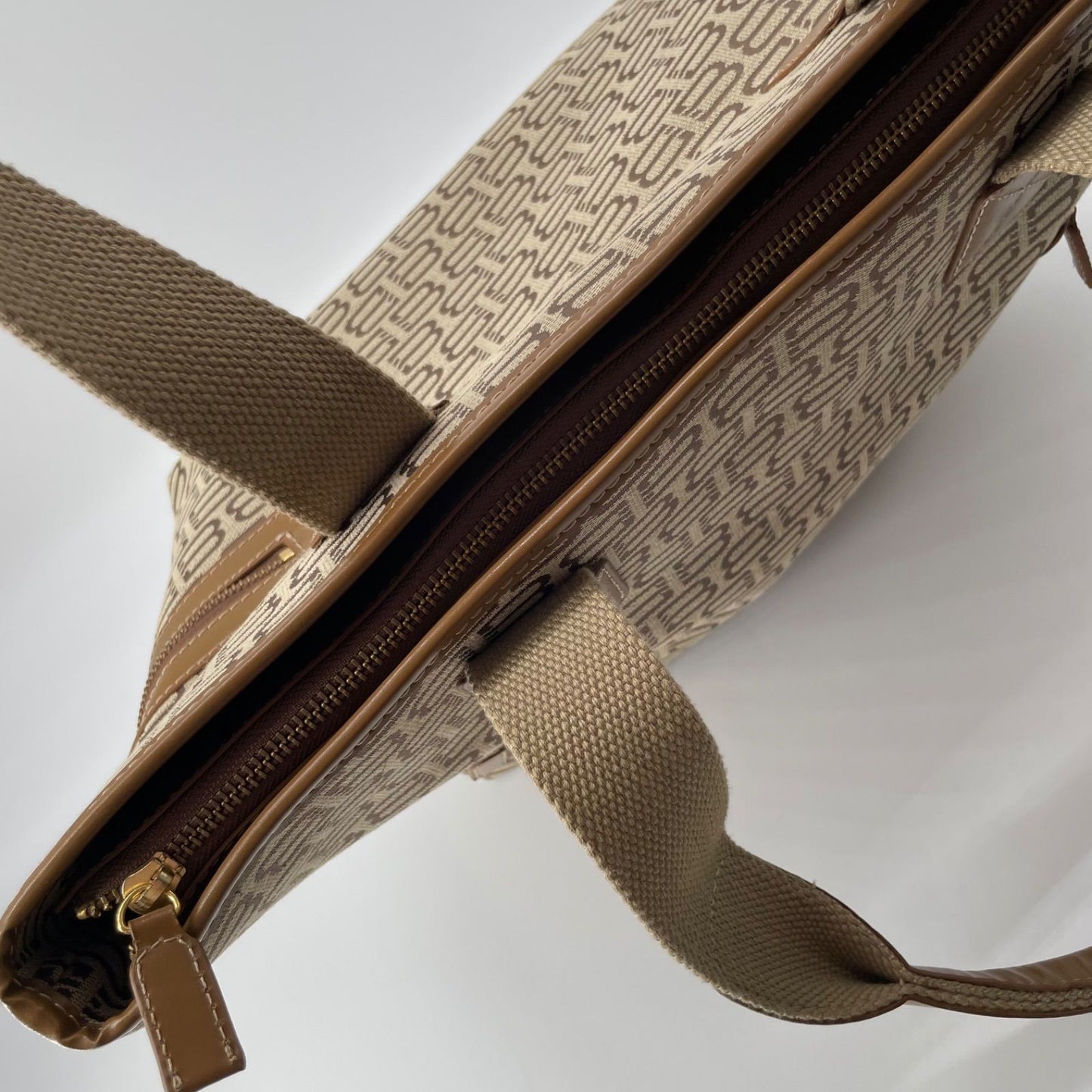 BALENCIAGA Hand Bag Tote Purse BB Canvas Leather Beige Authentic