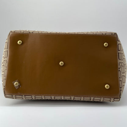 BALENCIAGA Hand Bag Tote Purse BB Canvas Leather Beige Authentic