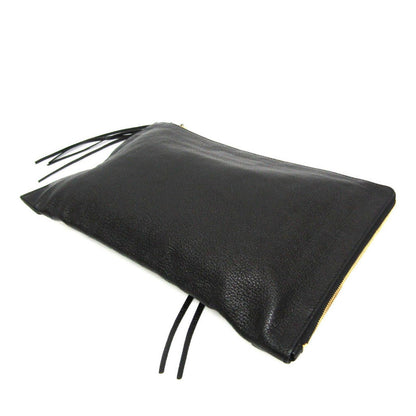 BALENCIAGA Clutch Bag Second Bag Leather Black Authentic