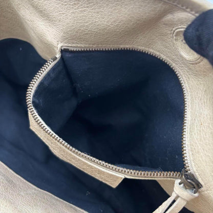 BALENCIAGA Hand Bag Tote Purse THE SUNDAY Leather Off White Authentic