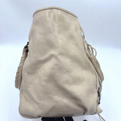 BALENCIAGA Hand Bag Tote Purse THE SUNDAY Leather Off White Authentic